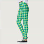 Blauw Groen Geel Check Plaid Pattern Design Leggings