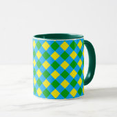 Blauw Groen Geel Check Plaid Pattern Design Mok (Voorkant rechts)