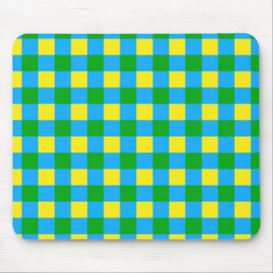 Blauw Groen Geel Check Plaid Pattern Design Muismat