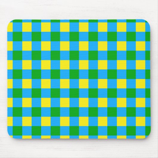Blauw Groen Geel Check Plaid Pattern Design Muismat (Voorkant)