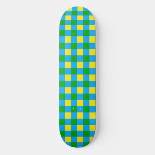 Blauw Groen Geel Check Plaid Pattern Design Persoonlijk Skateboard (Voorkant)
