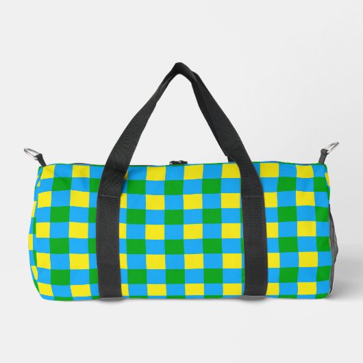 Blauw Groen Geel Check Plaid Pattern Design Plunjezak (Voorkant)