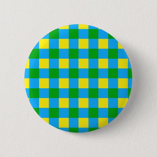 Blauw Groen Geel Check Plaid Pattern Design Ronde Button 5,7 Cm (Voorkant)
