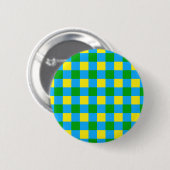 Blauw Groen Geel Check Plaid Pattern Design Ronde Button 5,7 Cm (Voorkant /achterkant)