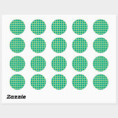 Blauw Groen Geel Check Plaid Pattern Design Ronde Sticker (Vel)
