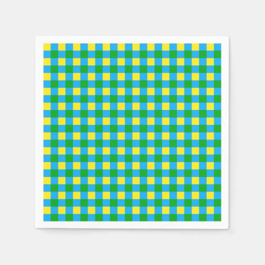 Blauw Groen Geel Check Plaid Pattern Design Servet (Voorkant)