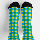 Blauw Groen Geel Check Plaid Pattern Design Sokken (Top)