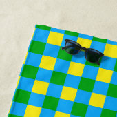 Blauw Groen Geel Check Plaid Pattern Design Strandlaken (In situ)