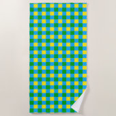 Blauw Groen Geel Check Plaid Pattern Design Strandlaken (Voorkant)