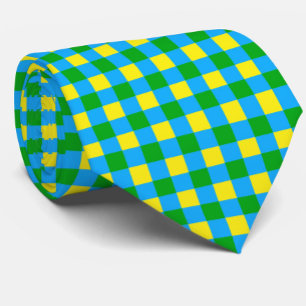 Blauw Groen Geel Check Plaid Pattern Design Stropdas