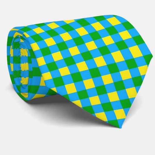 Blauw Groen Geel Check Plaid Pattern Design Stropdas
