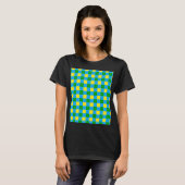 Blauw Groen Geel Check Plaid Pattern Design T-shirt (Voorkant volledig)