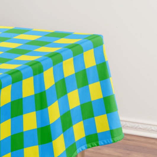 Blauw Groen Geel Check Plaid Pattern Design Tafelkleed