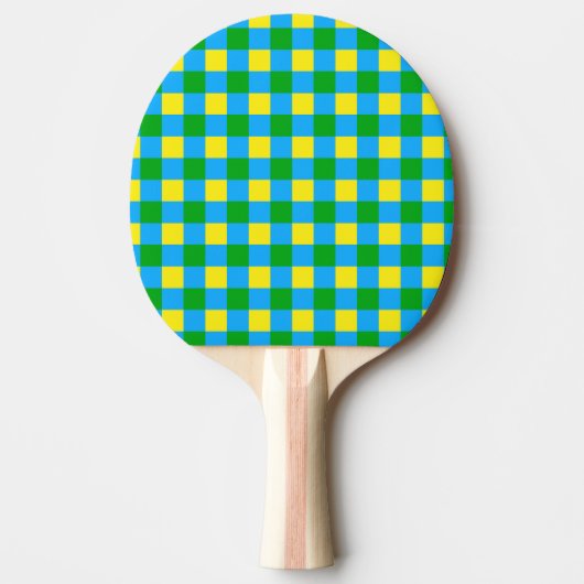 Blauw Groen Geel Check Plaid Pattern Design Tafeltennisbatje (Voorkant)