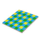 Blauw Groen Geel Check Plaid Pattern Design Tegeltje (Zijkant)