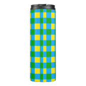 Blauw Groen Geel Check Plaid Pattern Design Thermosbeker (Achterkant)