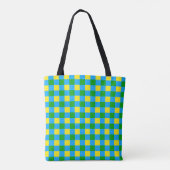 Blauw Groen Geel Check Plaid Pattern Design Tote Bag (Achterkant)