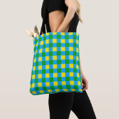 Blauw Groen Geel Check Plaid Pattern Design Tote Bag (Dichtbij)