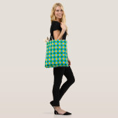 Blauw Groen Geel Check Plaid Pattern Design Tote Bag (Op model)