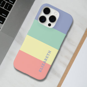 Blauw, Groen Geel en Koraal Roze Strepen Patroon iPhone 16 Pro Hoesje