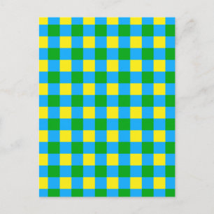 Blauw Groen Geel Gekruist Plaid Patroon Ontwerp Briefkaart
