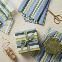 Blauw Groen Geel Gestreepd Vloeipapier Tissuepapier