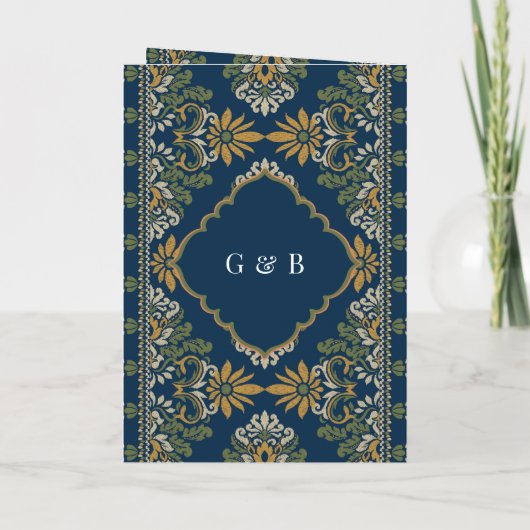 Blauw Groen Geel Ikat All in One Sikh Wedding (Achterkant)