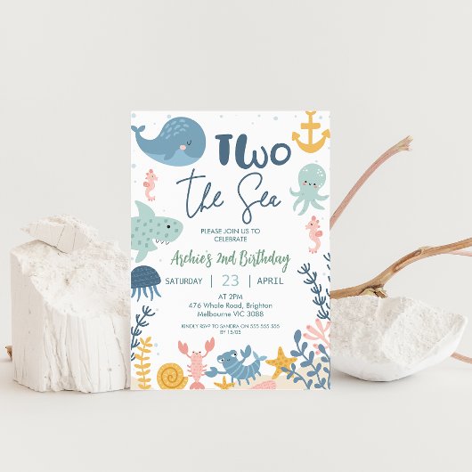 Blauw Groen Geel Jongens Twee Het Zee Verjaardag Kaart