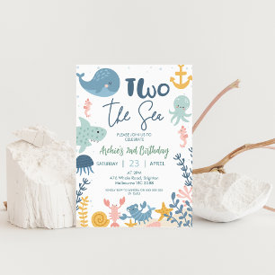 Blauw Groen Geel Jongens Twee Het Zee Verjaardag Kaart