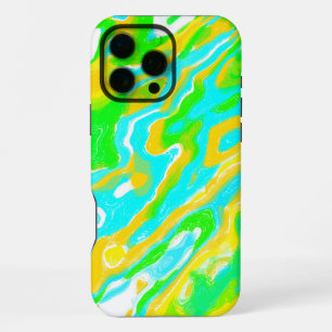 Blauw Groen Geel Kleurrijke Abstracte Marmeren Vlo iPhone 16 Pro Max Hoesje