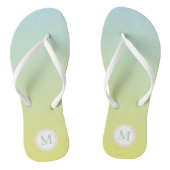 Blauw Groen Geel Ombre Monogram Slippers Teenslippers (Voetbed)