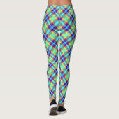 Blauw Groen Geel Paarse Lint Plaid Leggings (Achterkant)