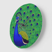 Blauw- groen geel pauw Behang Grote Klok (Hoek)