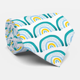 Blauw Groen Geel Regenboog Patroon Stropdas