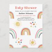 Blauw Groen Geel Regenboog Schattig Meisje Baby Sh Uitnodiging Briefkaart (Voorkant)