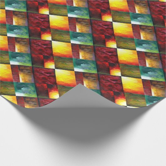 Blauw Groen Geel Rood Abstracte Kunst Modern Kleur Cadeaupapier (Hoek)