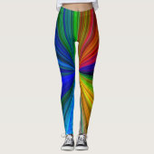 Blauw Groen Geel Roze Naam Heldere Starburst Leggings (Voorkant)