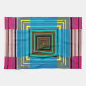  blauw, groen, geel, roze strips patroon theedoek (Horizontaal)