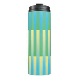 Blauw Groen Geel Strepen Patroon Thermosbeker