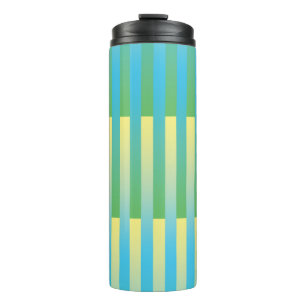 Blauw Groen Geel Strepen Patroon Thermosbeker