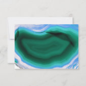 Blauw, groen gekleurd slik moderne bruiloft RSVP (Achterkant)