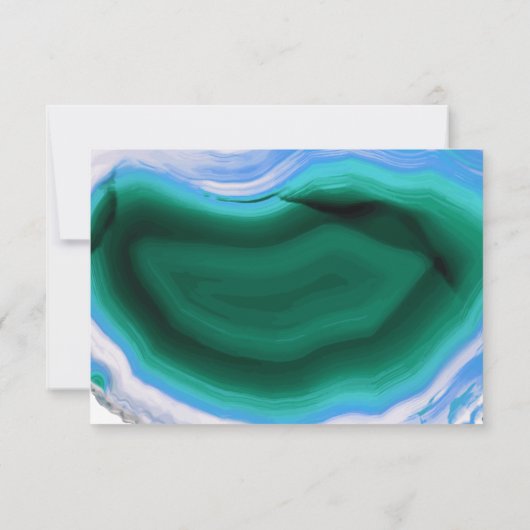 Blauw, groen gekleurd slik moderne bruiloft RSVP (Achterkant)