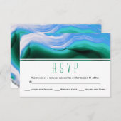 Blauw, groen gekleurd slik moderne bruiloft RSVP (Voorkant / Achterkant)