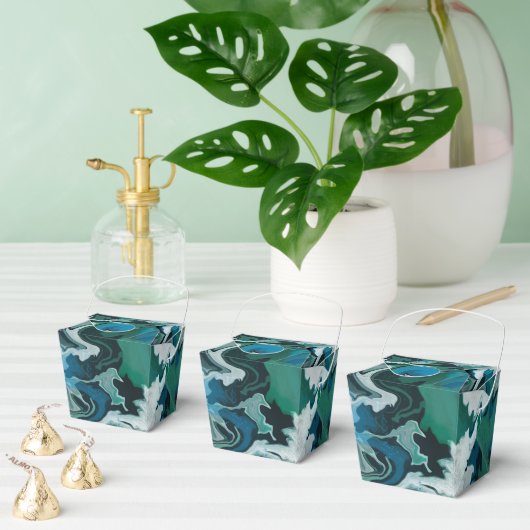 Blauw Groen Gemarmerde Penseelstreken Handgemaakte Bedankdoosjes (Meervoudige)