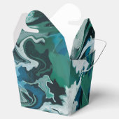 Blauw Groen Gemarmerde Penseelstreken Handgemaakte Bedankdoosjes (Geopend)