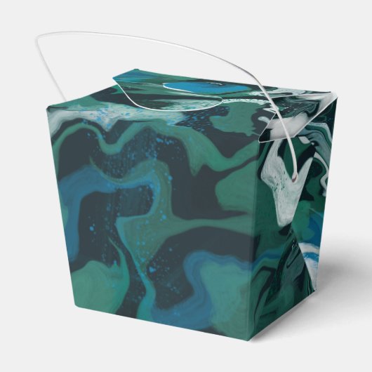 Blauw Groen Gemarmerde Penseelstreken Handgemaakte Bedankdoosjes (Achterkant)