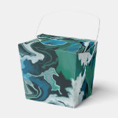 Blauw Groen Gemarmerde Penseelstreken Handgemaakte Bedankdoosjes (Voorkant Zijde)