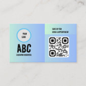 Blauw Groen Gemengde Schoonmakende Diensten QR Cod Visitekaartje (Voorkant)