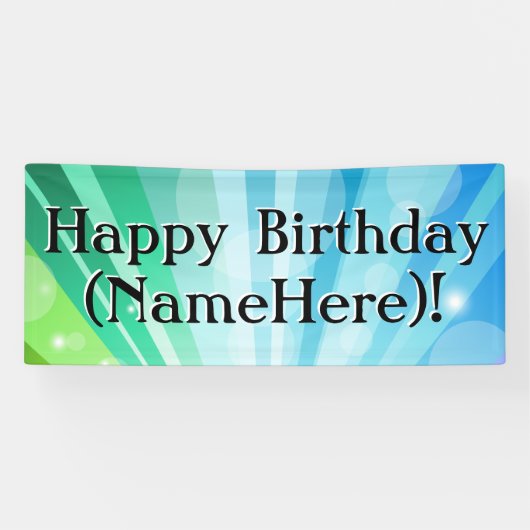 Blauw/Groen Gepersonaliseerd Verjaardagsfeestbanne Spandoek (Horizontaal)