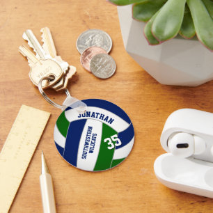 Blauw groen gepersonaliseerde sportgeschenken voll sleutelhanger